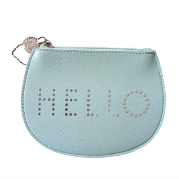 Bath & Body Works Handbags - Bath & Body Works Blue Cosmetic Bag with Silver Zipper and Dotted Design